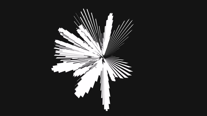 Abstract Glitch Explosion: White Digital Shards Bursting on Black