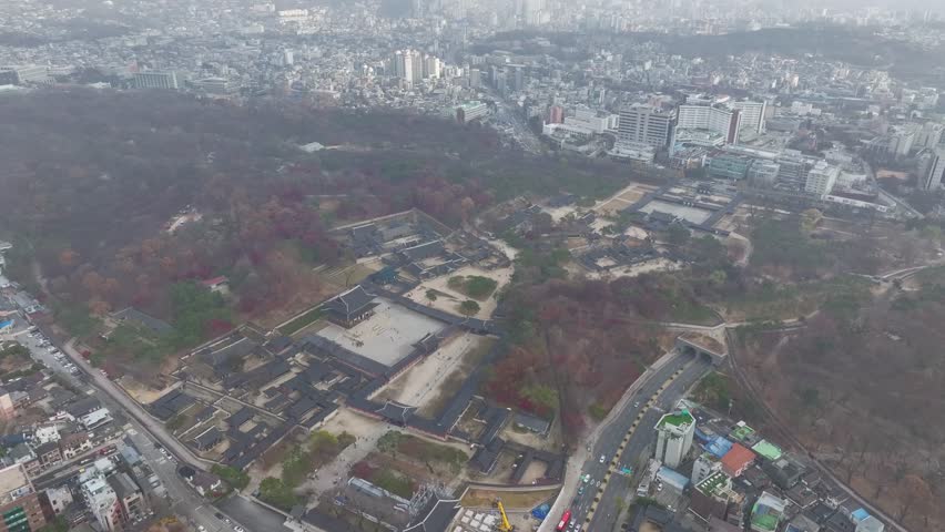 Aerial view of Changdeokgung Palace in Seoul