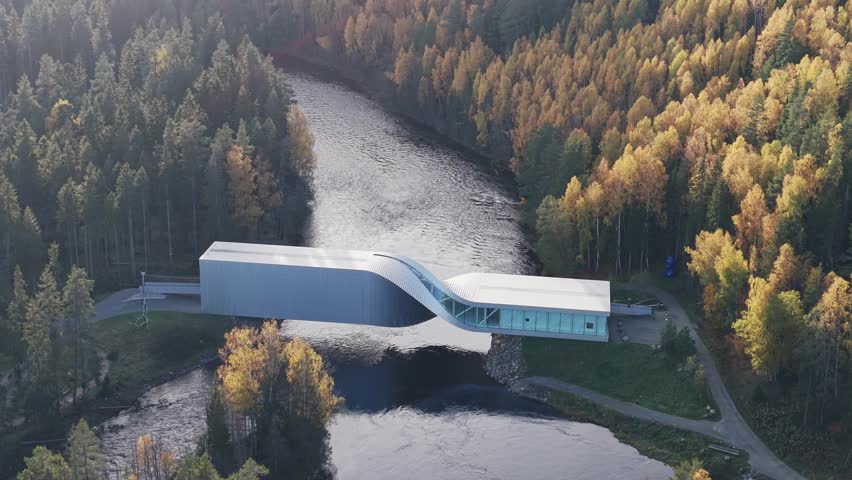 Drone footage of The Twist art gallery in Norway