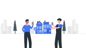 2D Animation: Business Partners Shaking Hands in City, Agreement Reached, Partnership Deal, Urban Background - Powered by Shutterstock - Get 15% off with code: PIKWIZARD15