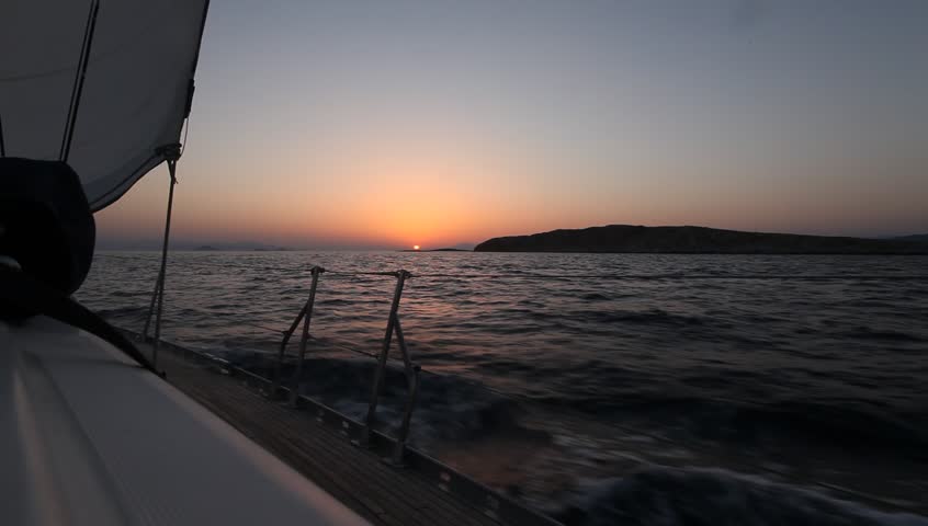 Sailing regatta during sunset  (HD) Aegean sea, Greece