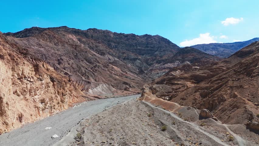 Drone shot of Mosaic Canyon in Death Valley during daytime