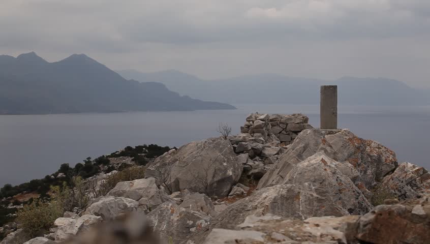 The top point of the Moni island, Greece (HD)