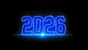 2026 Neon Blue Electric Year Text new year future - Powered by Shutterstock - Get 15% off with code: PIKWIZARD15