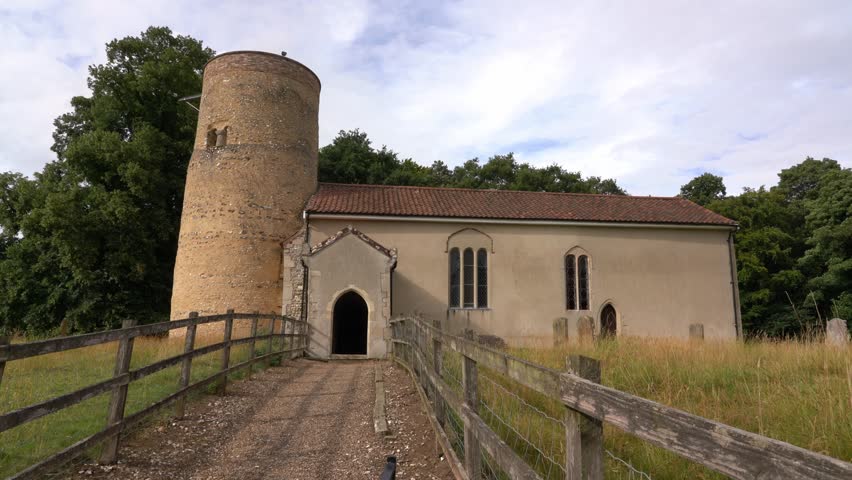 The Saxon Round Tower Church of St Andrew, East Lexham, Norfolk, UK