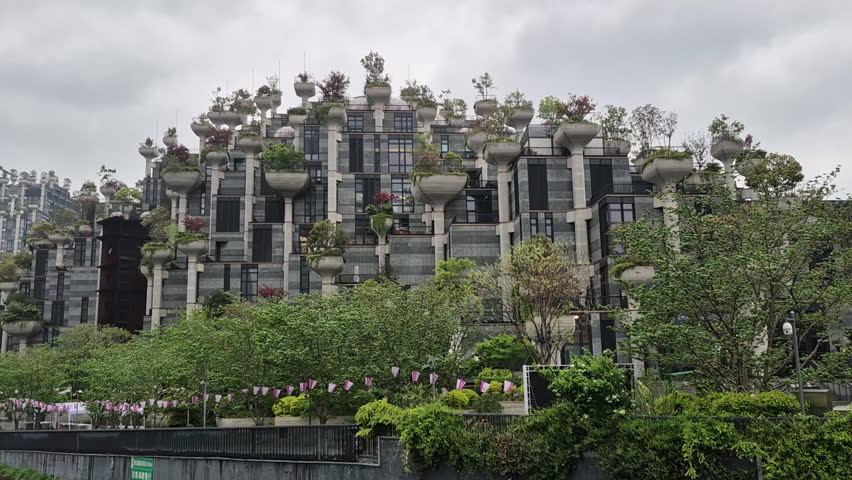 Shanghai, China - April 2025:  One thousand trees cityscape eco freindly building