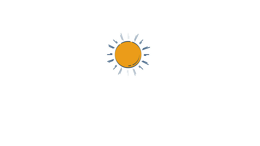 Sunny weather boost in forecast trend 2D object doodle animation. Sun over upward zigzag arrow. Summer weather rise animated flat element isolated on white background. Cartoon 4K video drawing
