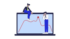 Analysts team analyzing peak of data trend 2D animation. Diverse statisticians focusing on red line graph laptop screen animated characters cartoon flat concept metaphor 4K video isolated on white - Powered by Shutterstock - Get 15% off with code: PIKWIZARD15