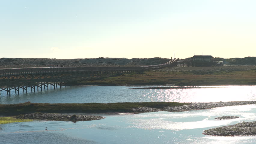Wooden Boardwalk over Tidal Lagoon at Quinta do Lago, Algarve