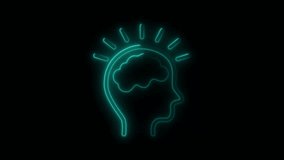 neon brain icon animation on black background. Glowing neon brain outline illustration intelligence. Futuristic Digital Design Symbol of Intelligence and Mind - Powered by Shutterstock - Get 15% off with code: PIKWIZARD15