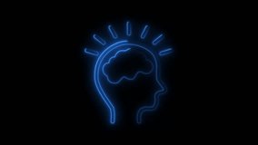 neon brain icon animation on black background. Glowing neon brain outline illustration intelligence. Futuristic Digital Design Symbol of Intelligence and Mind - Powered by Shutterstock - Get 15% off with code: PIKWIZARD15