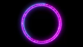 Multicolor Neon Circle Grid Glowing Loop Animation, Vibrant Electric Ring Outline with Futuristic Light Matrix, Cyberpunk Tech Motion Element on Black Background - Powered by Shutterstock - Get 15% off with code: PIKWIZARD15