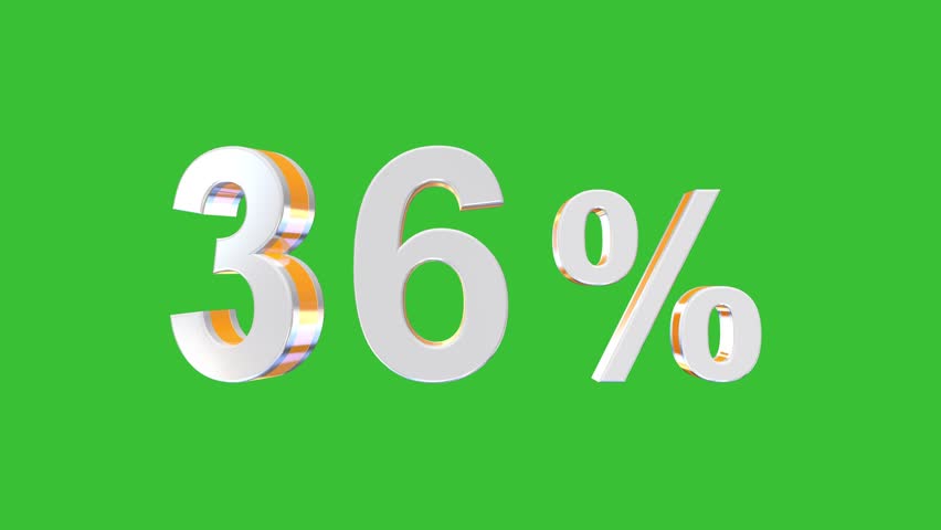 3D rotating 36% percentage animation on green screen background.
Ideal for infographic, progress, data visualization, and motion design overlay use.