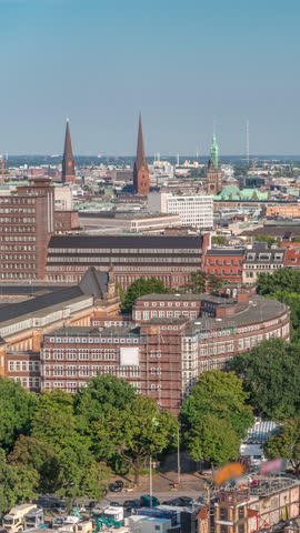 Aerial panoramic timelapse of Hamburg