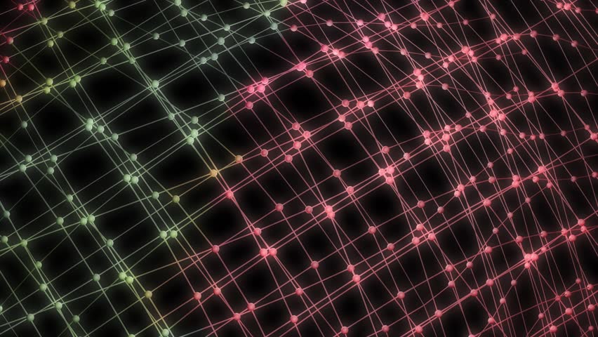 Cybernetic connected plexus structure changing colour 4k animation 
