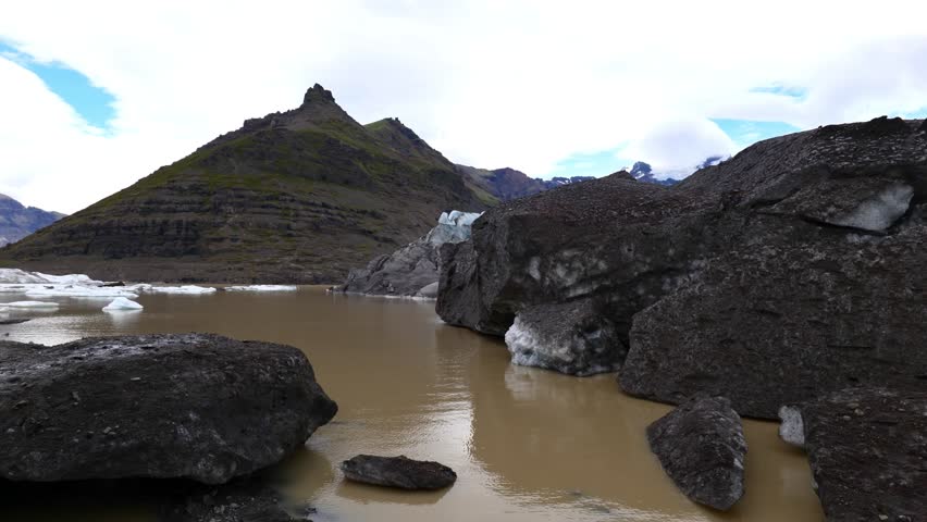 Svinafellsjoekull glacier and lake in Iceland