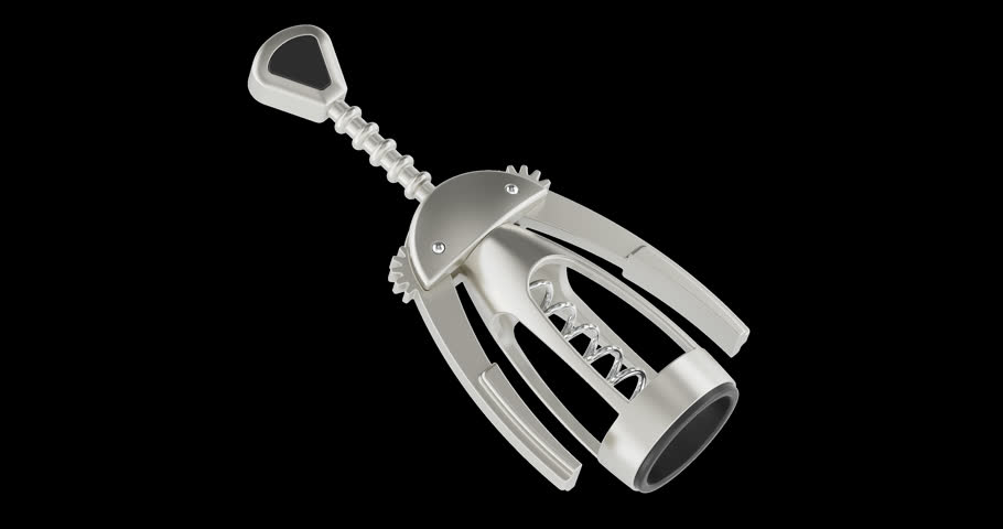 Metal wing corkscrew rotation animation seamlessly loopable. 3D rendering isolated on transparent background