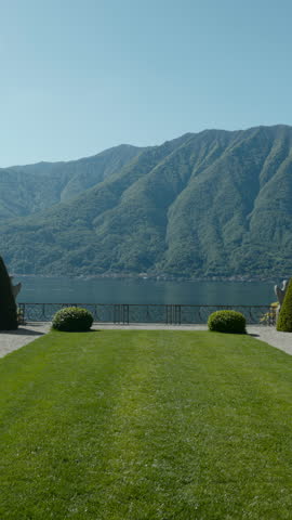 Breathtaking lake como landscape from villa melzi gardens. Action