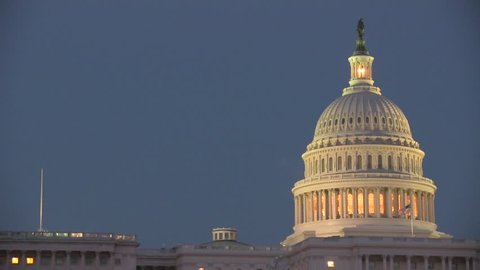 US Capitol dome at night 