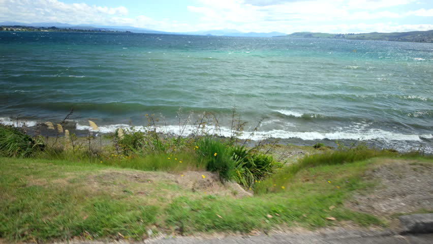 Windy Day Waves On Lakeside Shore