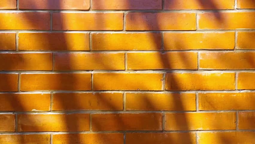 Red brick walls with a warm and bright orange color, often referred to as terracotta color, leaf shade.