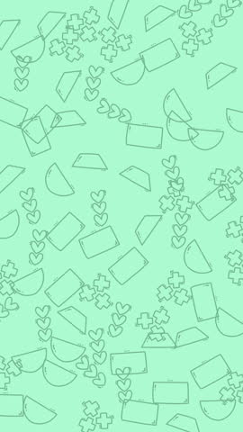 Mint green abstract doodle background with sketch outlines of everyday objects suitable for video overlays and intros