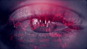 Red candles of the bearish stock market trading. Chart with falling prices. Exchange trading. Stop loss and liquidations. Decreasing trend and losses. Economic crisis. Recession and stock market crash - Powered by Shutterstock - Get 15% off with code: PIKWIZARD15