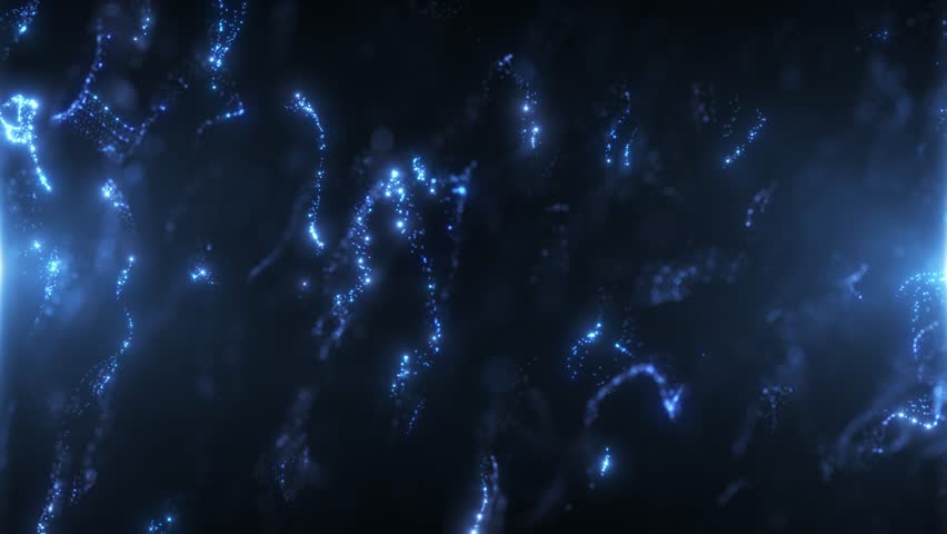 Abstract background with wavy particles and digital blue glowing waves. Seamless looping 4K video.
