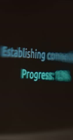 Establishing connection, decrypting data, finalizing connection. Hacking concept