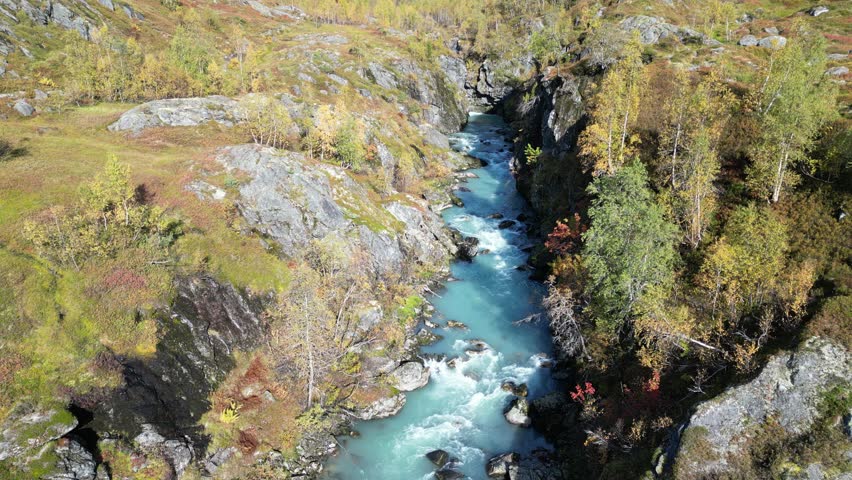 Norway’s Majestic Mountains and Stunning Blue River Drone Aerial Views