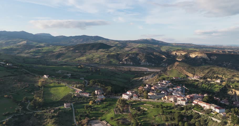 Aerial view of Rocca Imperiale Village, Italy.