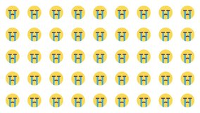 Repeating pattern of yellow crying face emojis on white. Suitable for social media, digital designs, and emotionrelated content creation. - Powered by Shutterstock - Get 15% off with code: PIKWIZARD15