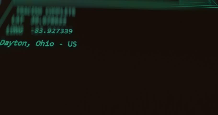 Dayton, Ohio, USA displayed on map as target for cyber attack