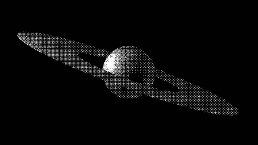 8 bit pixel planet with ring animation
