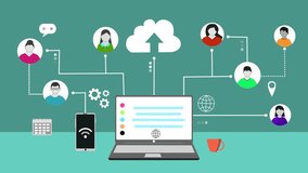 Animation of cloud computing with laptop, smartphone, and cloud icon - Powered by Shutterstock - Get 15% off with code: PIKWIZARD15