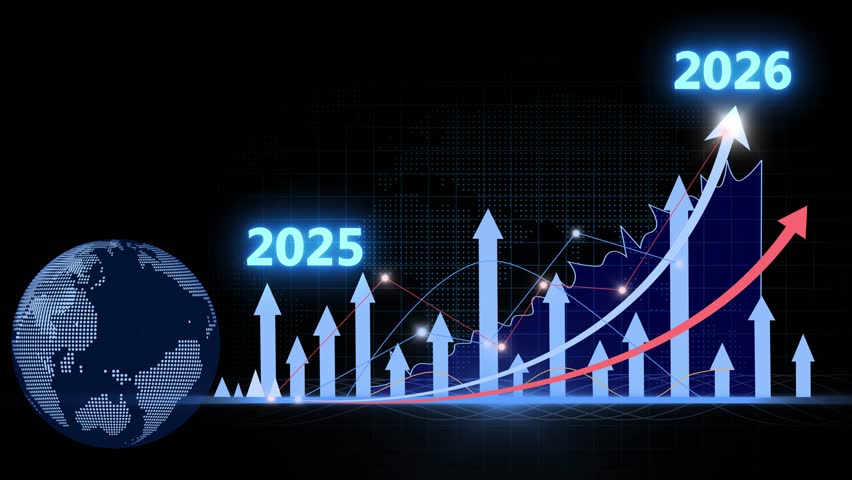 Futuristic Financial Growth Chart for 2025 to 2026 Animation