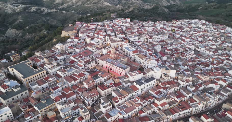 Aerial view of Pisticci, Italy.