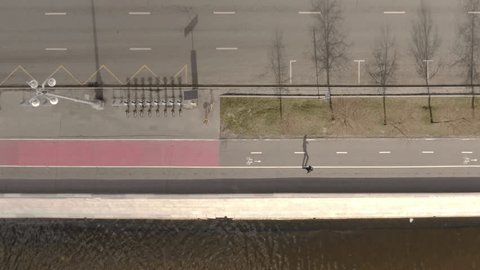 Lateral Drone Pass above Riverside Path