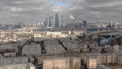 Lateral Drone Motion over Dense Housing Skyline