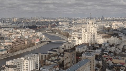 Drone Rising above Riverside Revealing Monumental City