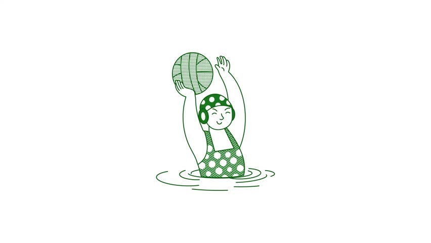 Sketchy style animated illustration showing a water polo player throwing ball