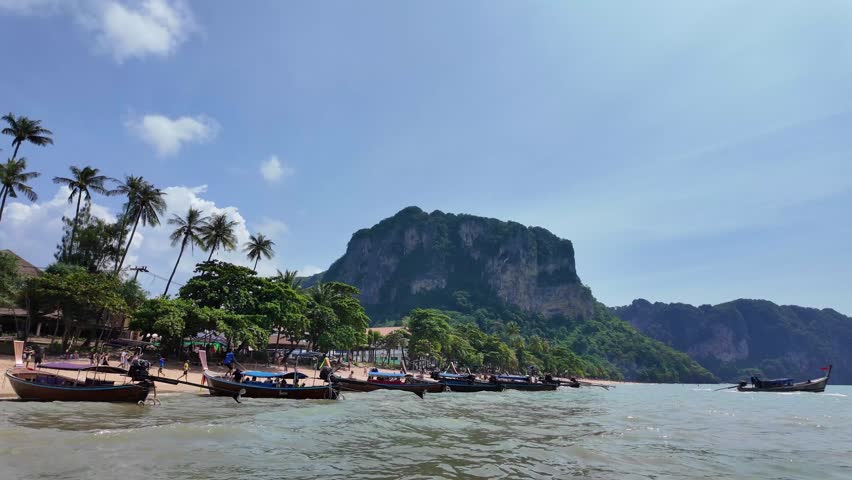 Ao Nang beach Krabi Thailand limestone cliff mountains Southeast Asia exotic landscape