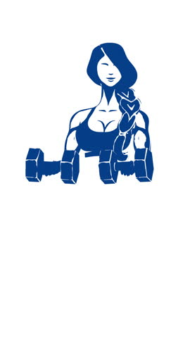 Minimal fitness illustration of a strong woman holding dumbbells. Perfect for gym identity, fitness clubs, personal training, wellness branding, mobile content, sports ads