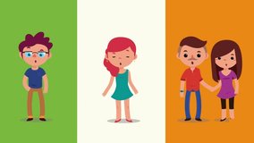 Animated group of diverse characters standing together, representing teamwork, community, unity, collaboration, social connection, and modern communication - Powered by Shutterstock - Get 15% off with code: PIKWIZARD15