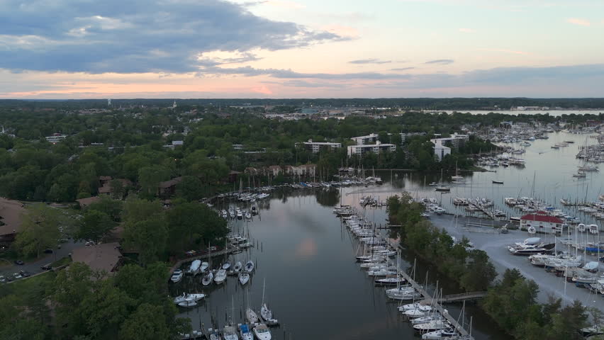 Marina On The Back Creek At Annapolis, Maryland, United States. - aerial shot