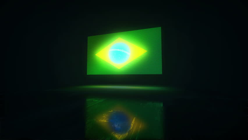 Brazil flag waving with noise and glitch effect. Brazilian blowing banner concept animation.