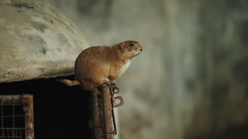A black-tailed prairie dog trying to climb
