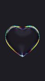 3d glass rotating transparent heart with dispersion effect on the black background. Trendy iridescent colors. 4k seamless looped vertical animation. - Powered by Shutterstock - Get 15% off with code: PIKWIZARD15