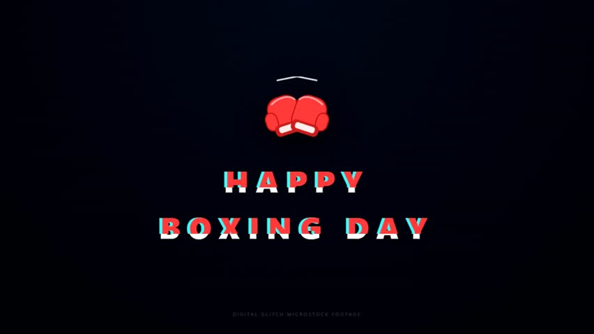 A festive greeting for Boxing Day, featuring a pair of red boxing gloves centered above the text 