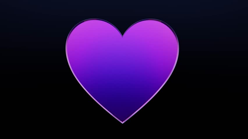 Glass iridescent heart rotating. Endless seamless loop.